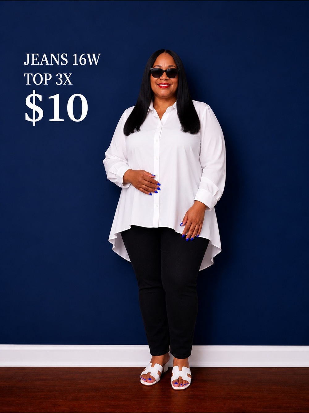 Classic White Button-Up High-Low Tunic Top